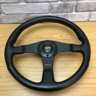 Genuine Momo Tuner 3 spoke black leather 350mm steering wheel. Dated 2017.  8C