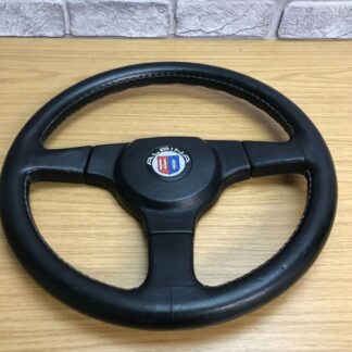 Genuine Original Alpina Momo Black Leather 360mm Steering Wheel. Dated 1989.  7B